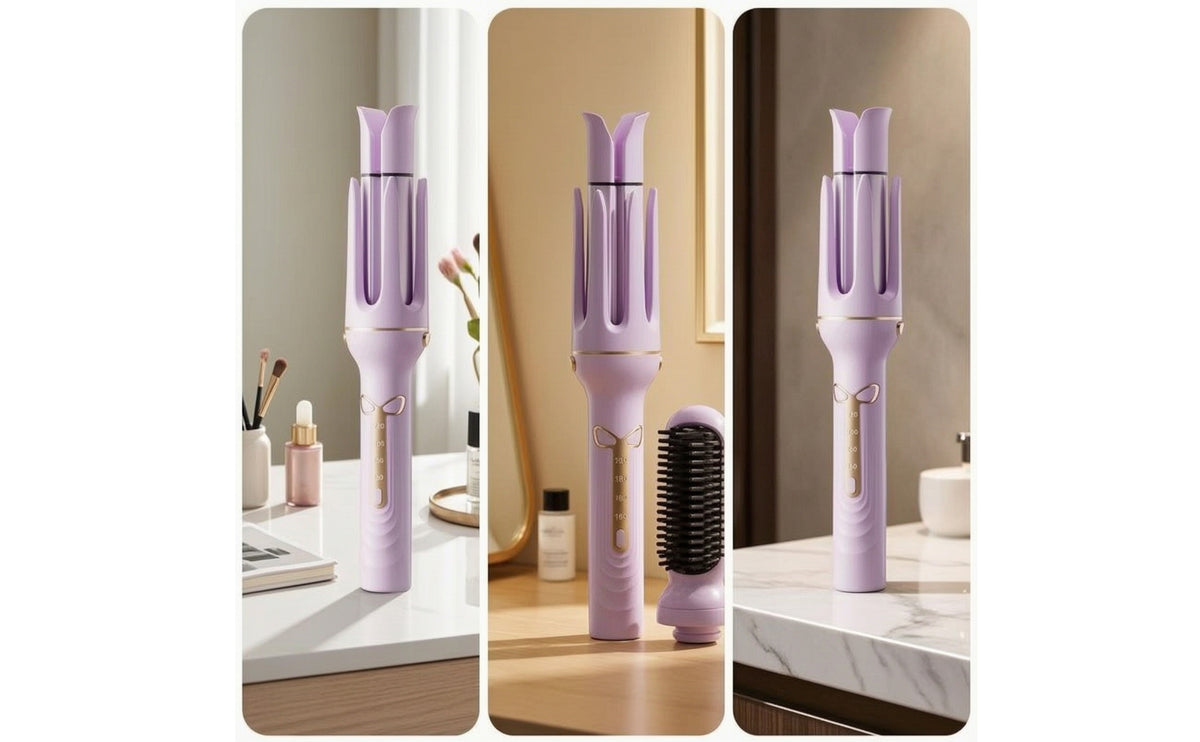Multi-Use Hair Styling Tool Multifunctional Hair Styling Tool with Brush Attachment Handheld Interchangeable Waving Rod for Beginners, Home, Dorm