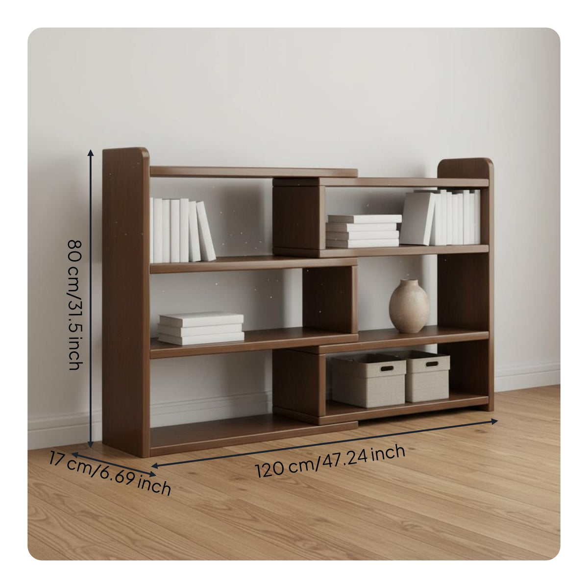 Space Saving Extendable Wooden Bookcase Multifunctional Retractable Floor Standing Shelf Multi-Tier Wooden Floor Standing Book Rack Sturdy Construction for Living Room, Bedroom, Small Areas, Hallway