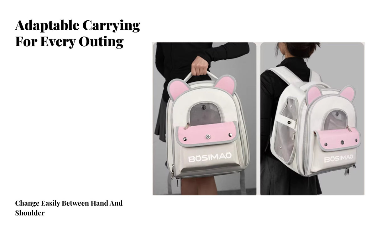 Large Capacity Expandable Cat Backpack Built-in Safety Leash Expandable Mesh Rucksack Comfortable Padded Straps Pet Carrier Multiple Openings for Small Dog Owners, Travelers, Hikers, Travel, Vet Visits, Public Transportation, Outdoor Activities
