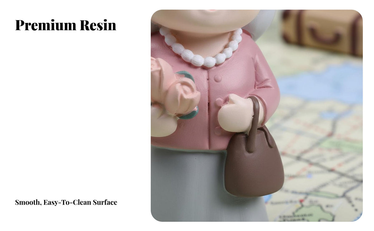 2 Pieces Traveling Old Couple Ornament Resin Craft Grandma and Grandpa Cake Decoration Anniversary Gift Grandparent Figurines for Seniors, Home Decor