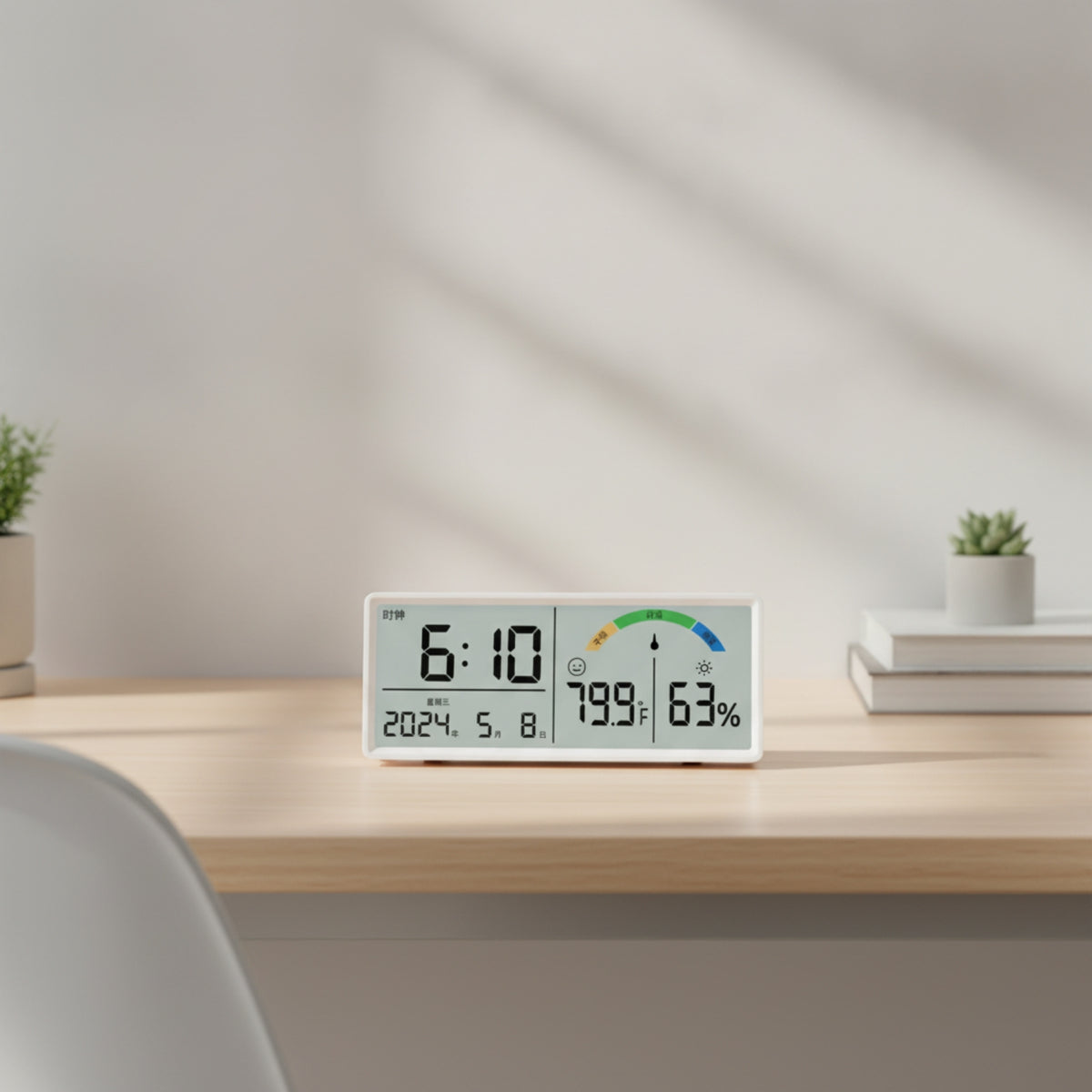 Digital Clock with Temperature Large Display Digital Clock with Humidity Easy-to-Read for Office, Bedroom