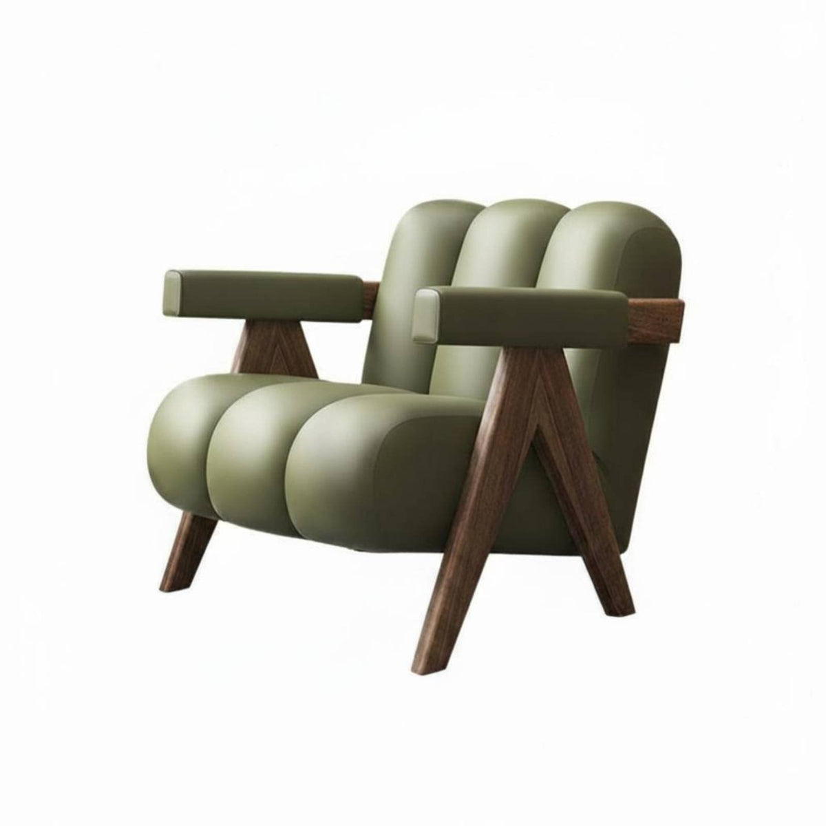 Wabi-Sabi design Lowsilhouette Wooden Single-Seater full Wood Frame Upholstered Accent Armchair Small Space accommodating Lounge Chair space-efficient Size for Readers, Homeowners, Renters, Living Room, Bedroom, perusing corner, Balcony