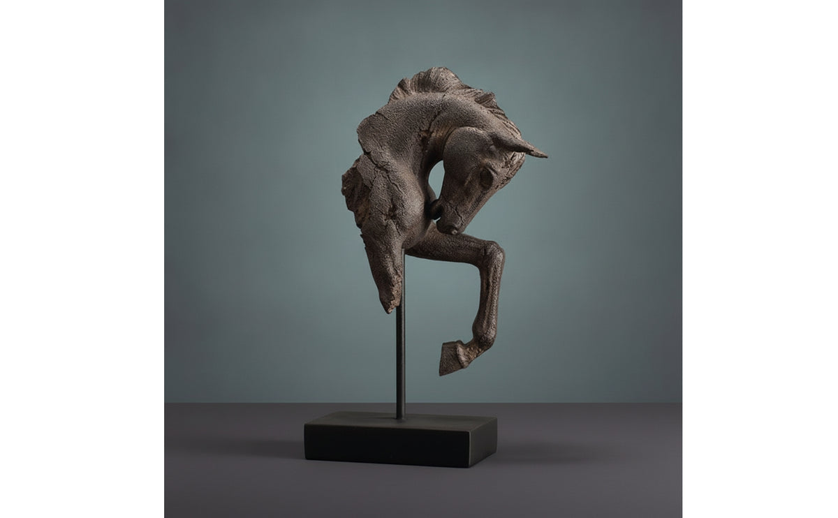 Horse Head Sculpture Weathered Equine Head Statue Naturalistic Tabletop Decor for Lobby