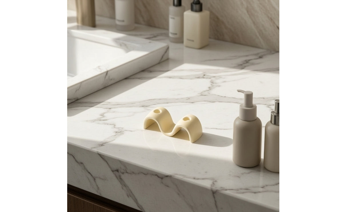 Ceramic Toothbrush Holder Minimalist Toothbrush Holder with Two Openings Simple Organizer for Vanity