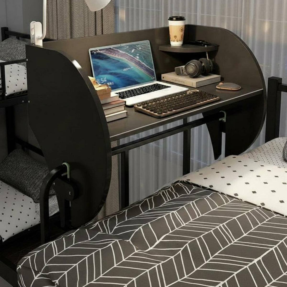 With Storage Shelves clighting fixture-on Bedside Desk Multifunctional Bed Clighting fixture Shelf Sturdy Dormitory Accessory No-Leg Design for College Students, Dorm Residents, metropolitan Dwellers, Small areas