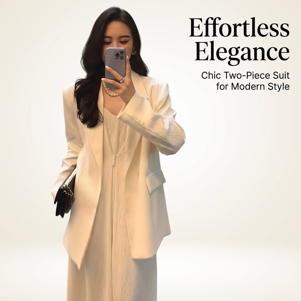 Dress Set for Plus Size Women, Elegant Blend Skirt Suit & Casual Wear, Flattering Spring Two-Piece Outfit for Curvy Fashionable Rolled Hem Design