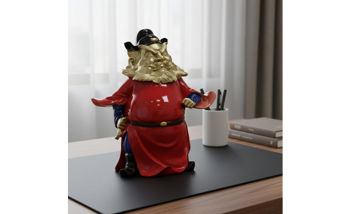 Mythological Judge Sculpture Figurine Copper Tabletop Statue Painted House Ornament for Home Display