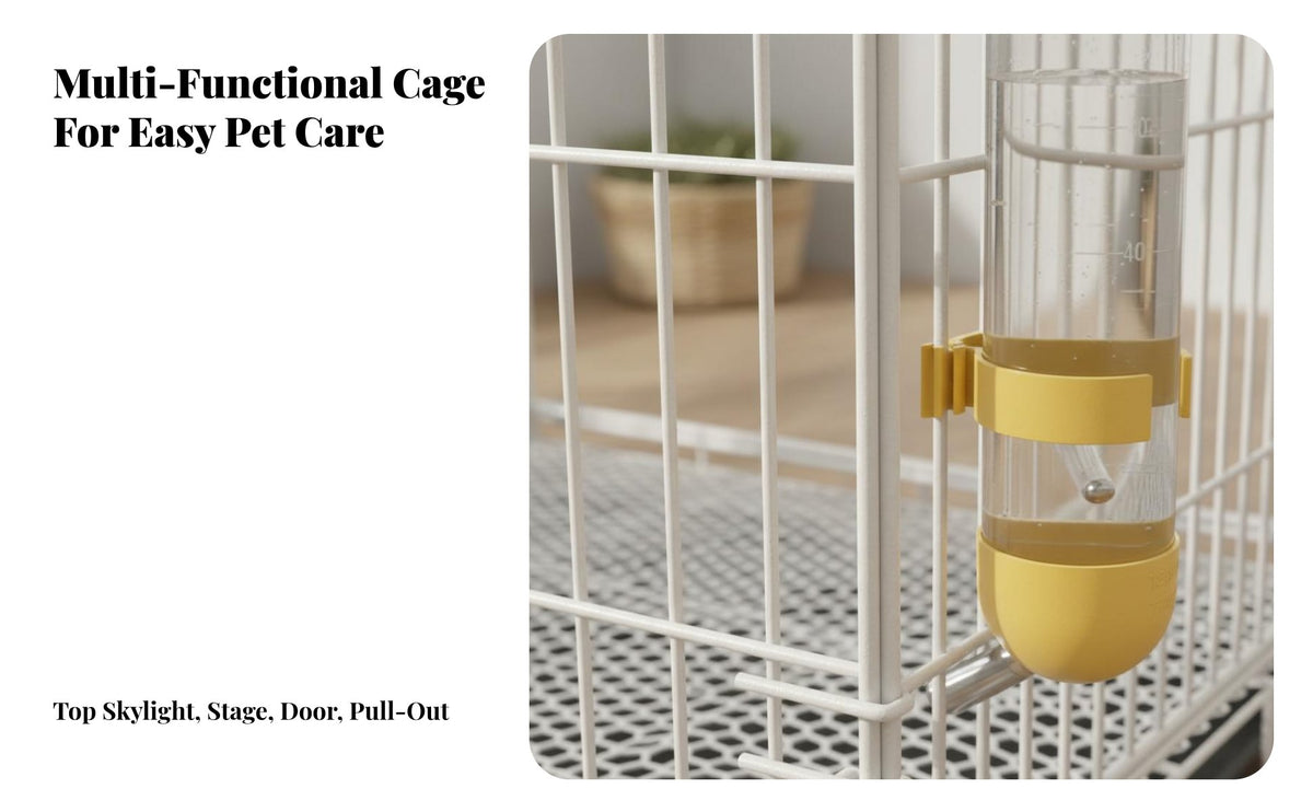 Easy to Clean 2-Story Rabbit Enclosure Top and Front Doors Large Rabbit Hutch with Tray Paw-Safe Flooring Indoor Guinea Pig Enclosure Narrow Bar Spacing