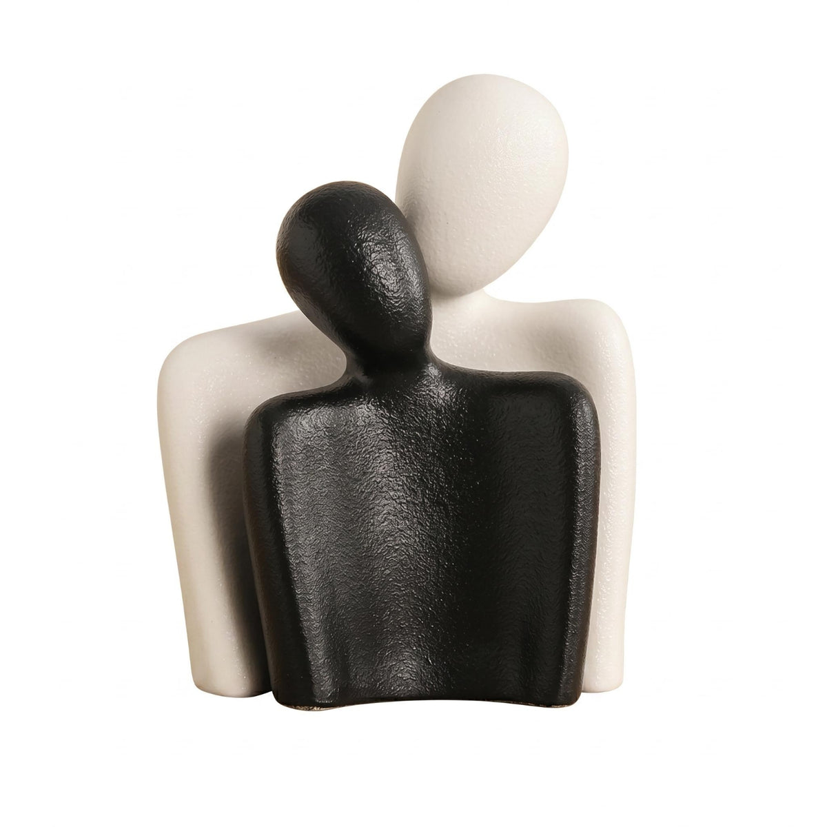 Matte Textured Embracing Couple Sculpture Stylized Ceramic Couple Figurine Compact Decorative Item Standing