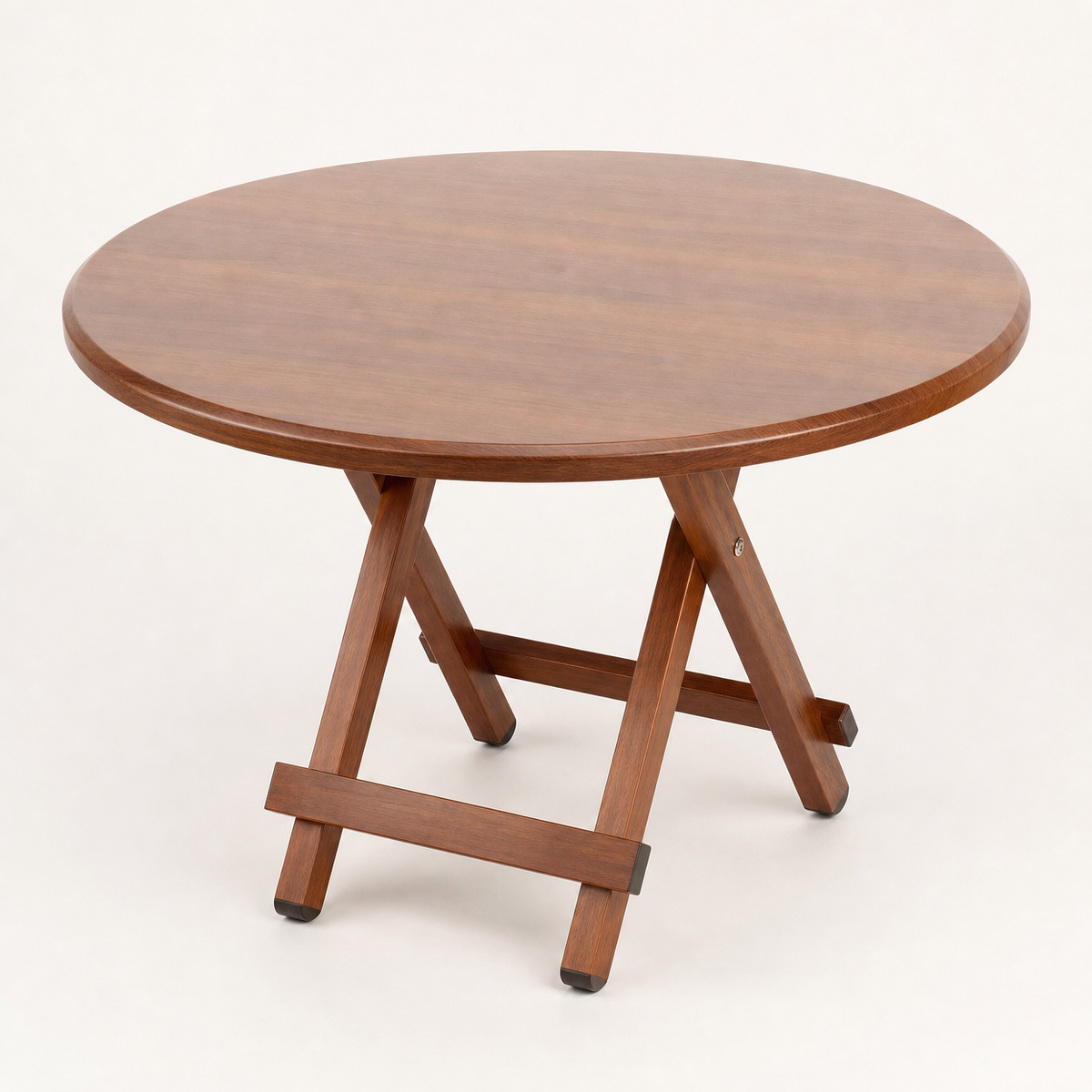 Foldable Round Dining Table with Wood Grain Finish for Home and Outdoor Use