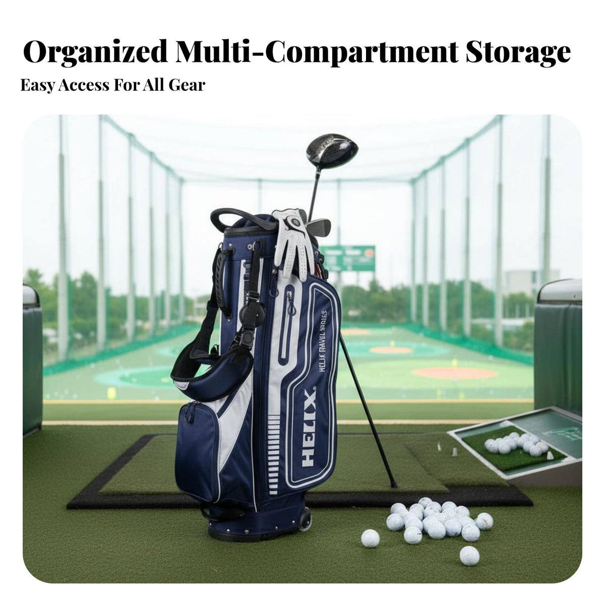 Golf Stand Bag with Wheels Large Capacity Retractable Athletic Gear Carrier Bag Double Shoulder Straps