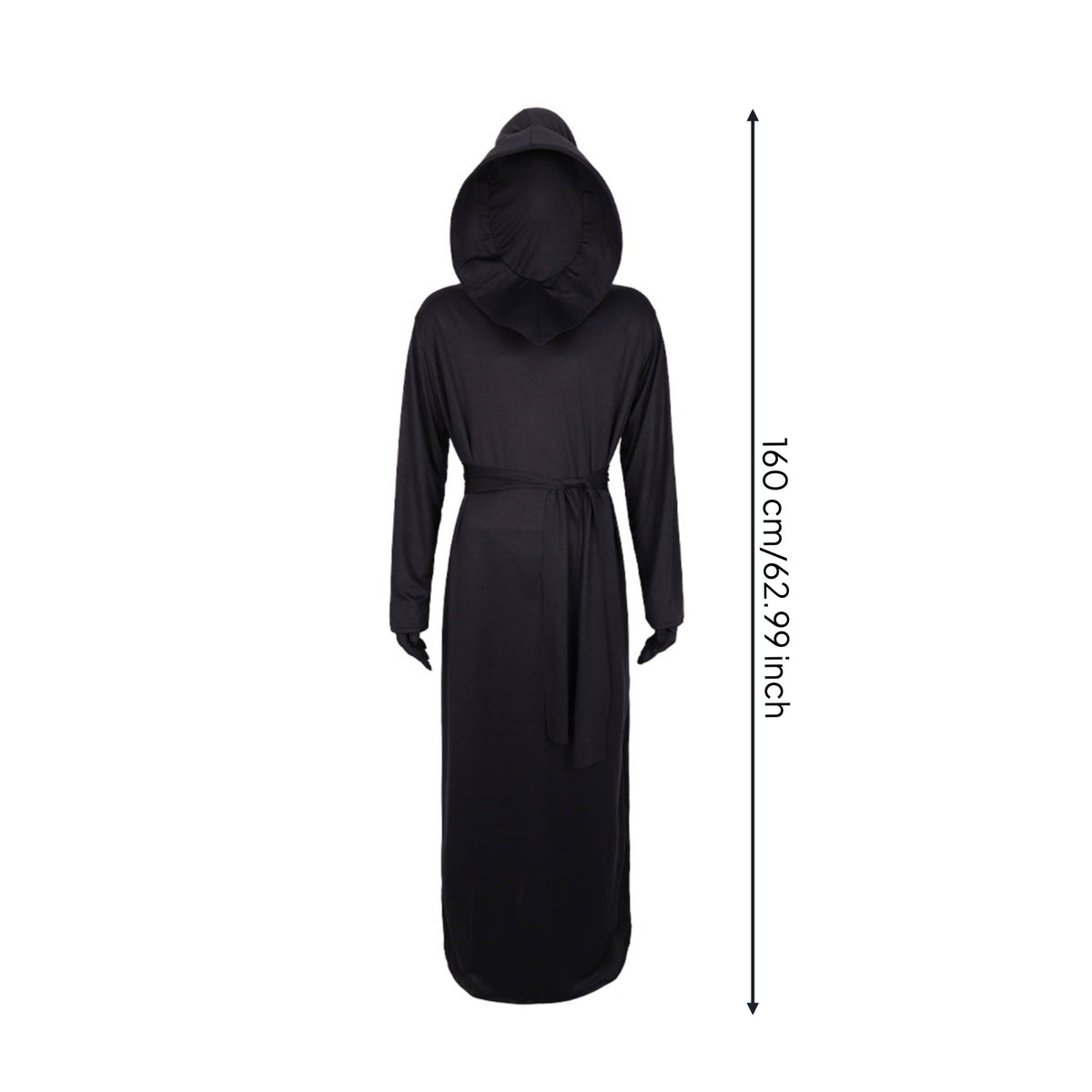 Hooded Specter Costume Spandex Black Specter Robe Reinforced Stitching Festive Wear
