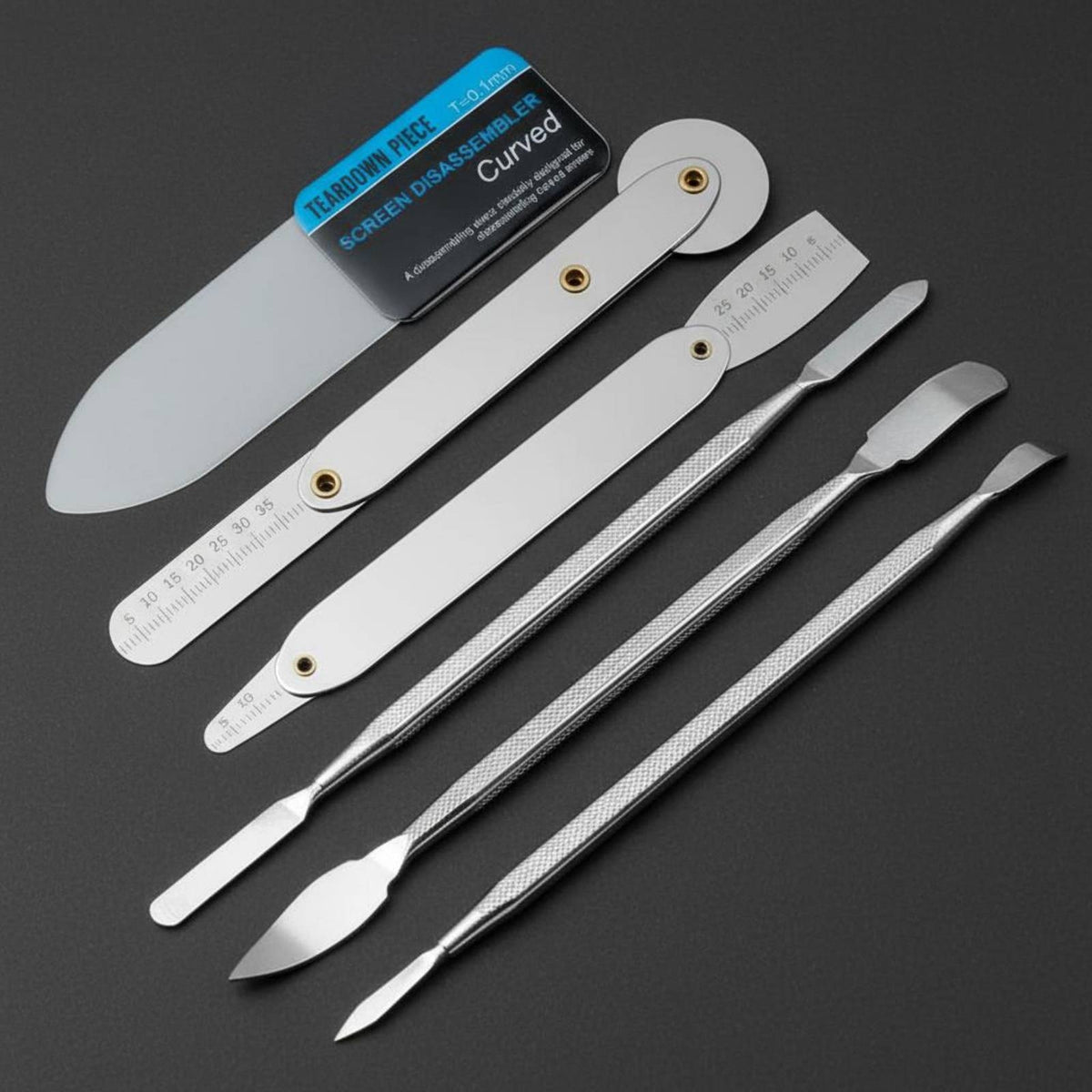 6 Pieces Metal Tool Set Extremely Slender Disassembly Tools with Ruler Markings Anti-Slip Tool Kit for Technicians, Hobbyists, Laptop Teardown