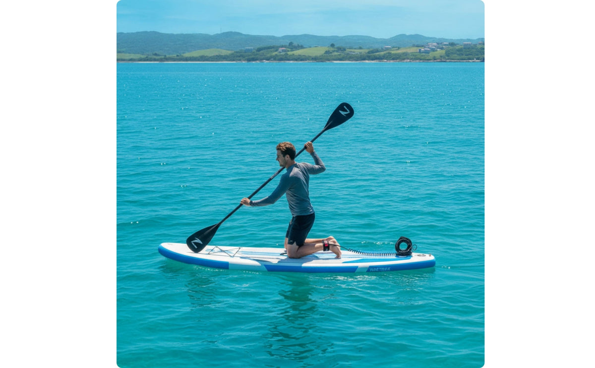 Double-Sided Paddle with Leash Coiled Aquatic Paddle with Leash Ergonomic Water Sports Gear for Kayakers