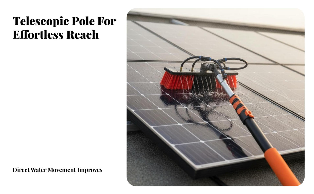 Photovoltaic Panel Cleaning Brush Adjustable Angle Head Photovoltaic Panel Washing System Sturdy Bristles Telescopic Cleaning Brush Set