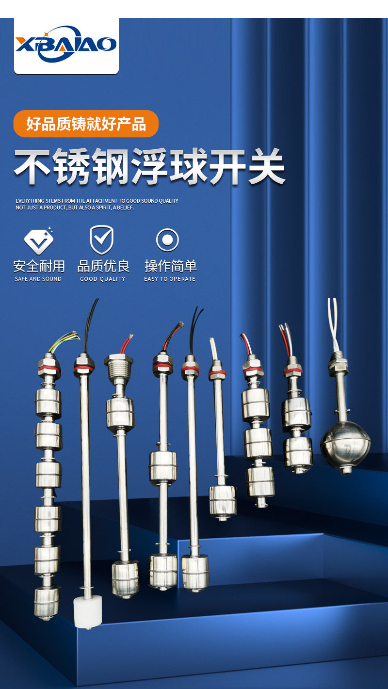 Stainless Steel Float Valve Liquid Level Switch for Water, Acid, Alkali, Oil