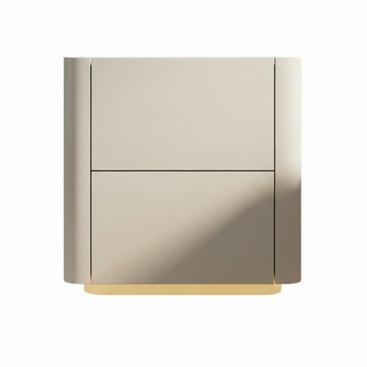 Minimalist Design Curved 2-Drawer Cabinet Modern Aesthetic Bedside Table even Finish Nightstand Rounded Corners for Homeowners, Apartment Dwellers, Adults, Bedroom, Next to Bed, Office, Hallway
