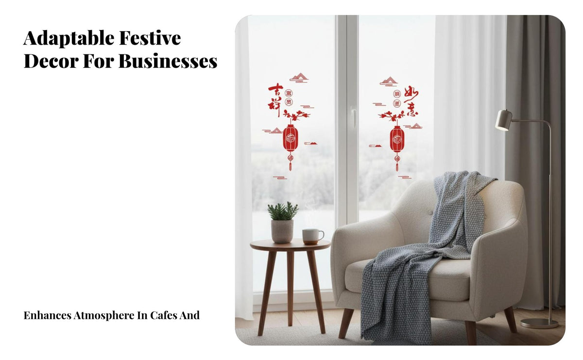 Electrostatic Gold Glass Decal, Chinese New Year Window Sticker, Festive Mall Decor