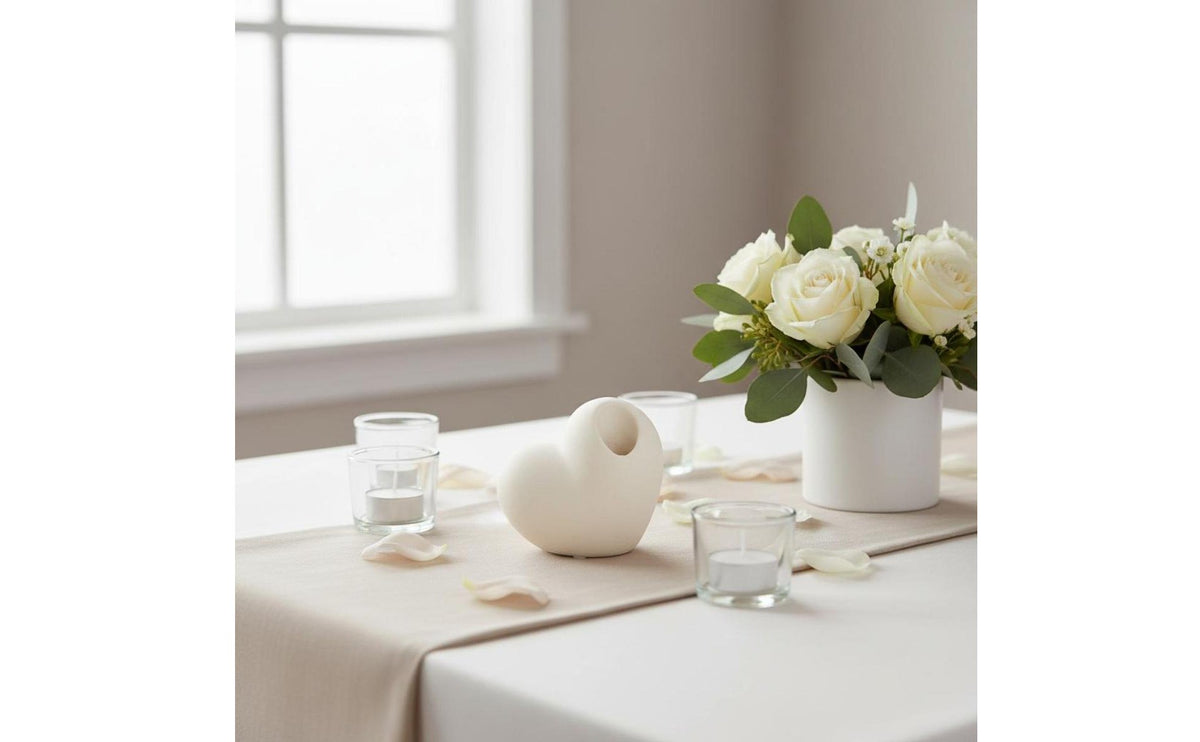 Romantic Decor Ceramic Heart Candlestick Minimalist Design Heart Shaped Candle Holder Taper Candle Holder for Valentine's Day, Wedding, Tabletop, Desktop