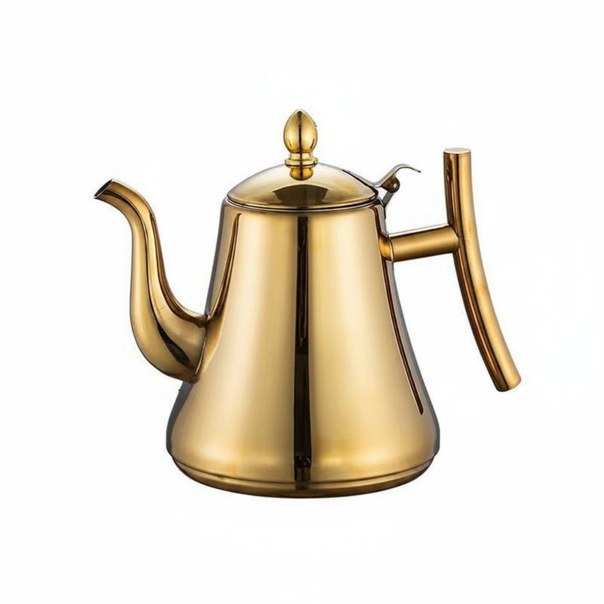 Long Curved Spout Induction Kettle with Mesh Filter Tapered Body Stainless Steel Gooseneck Kettle Precision Pouring Polished Gooseneck Coffee Pot