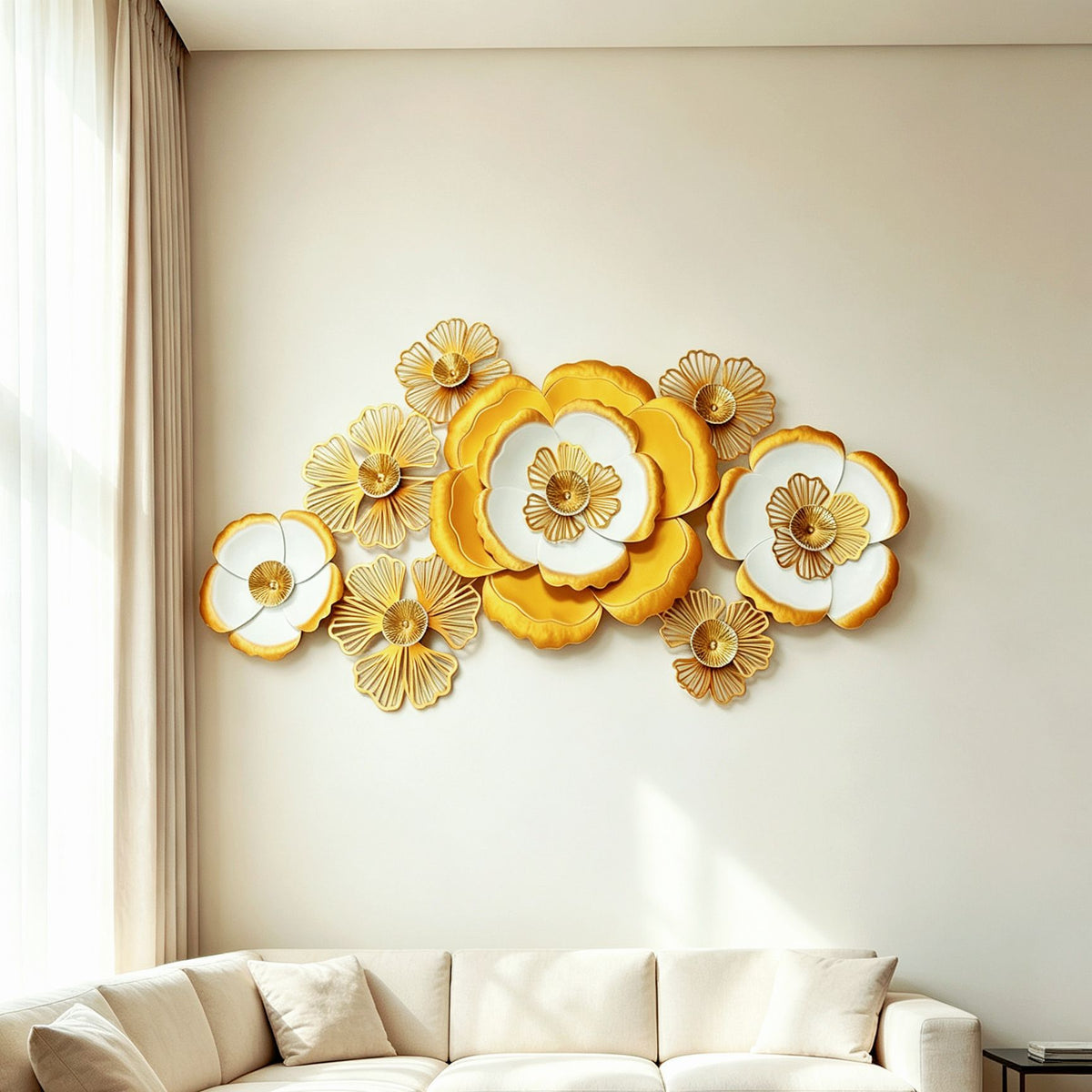 Modern European Iron Wall Decor Gold Flower Wall Hanging for Entryway