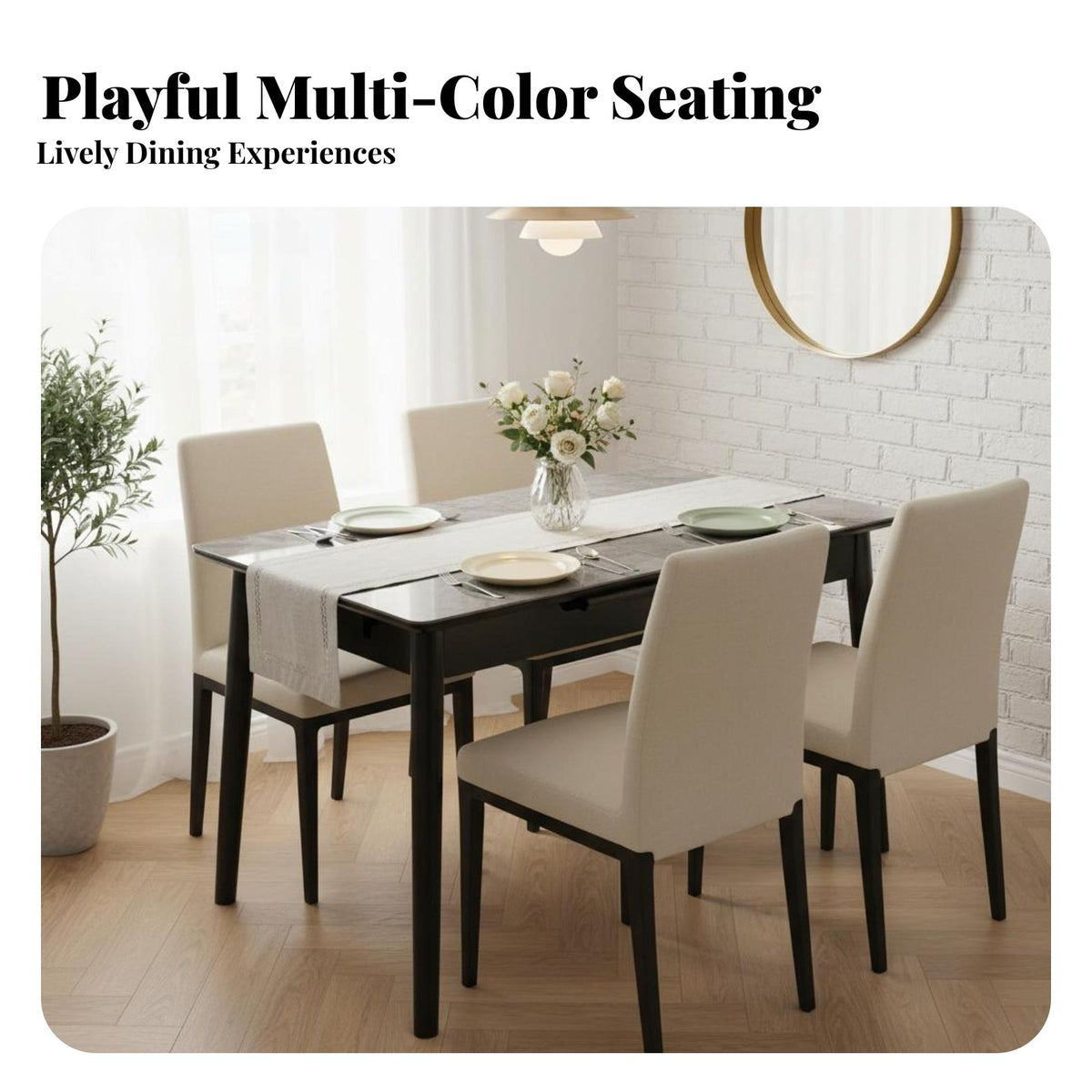 Extendable Design Expandable Rectangular Table with Chairs lustrous Finish Expandable Table and Chair set Space Saving Dining Room Set Modern aesthetic for Apartment Dwellers, Families, Homeowners, Small Spaces, Kitchen