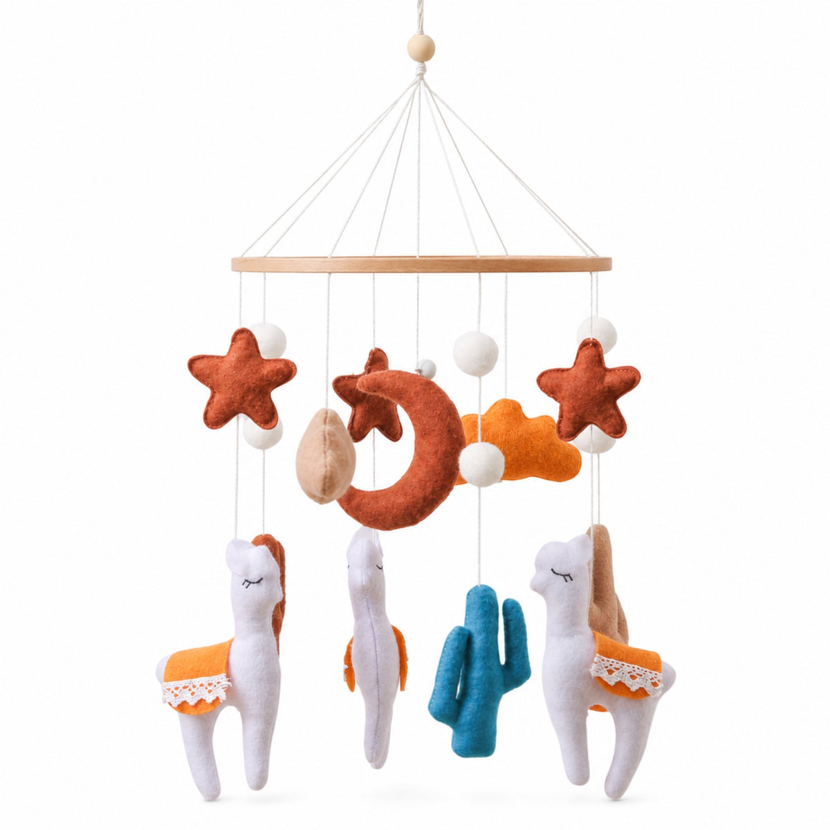 Baby Mobile with Alpaca Felt Llama Nursery Mobile Desert-Themed Cozy for Newborns