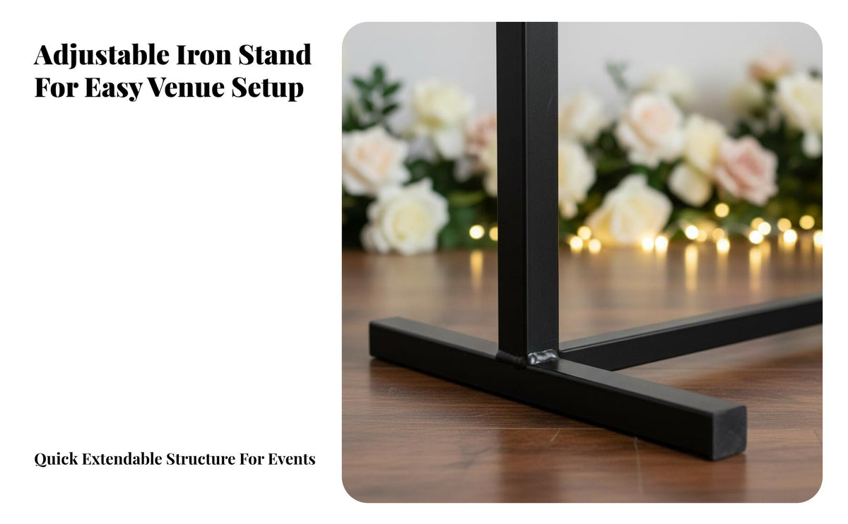 Sturdy & Long-Lasting Rectangular Wedding Arch Stable Base Metal Wedding Arch Multi-Purpose Adjustable Backdrop Frame Easy Assembly for Market Vendors, Photographers, Weddings, Night Markets, Parties, Trade Shows