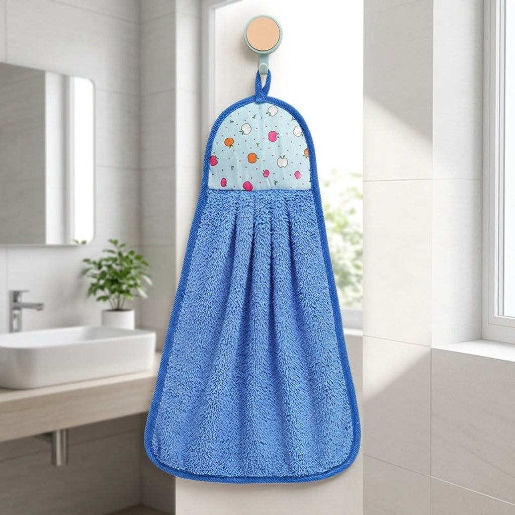 Hand Towels for Kitchen and Dish Towels, 3-Pack Coral Fleece Hand Towel with Hanging Loop, High Absorbency for Bathroom and General Cleaning