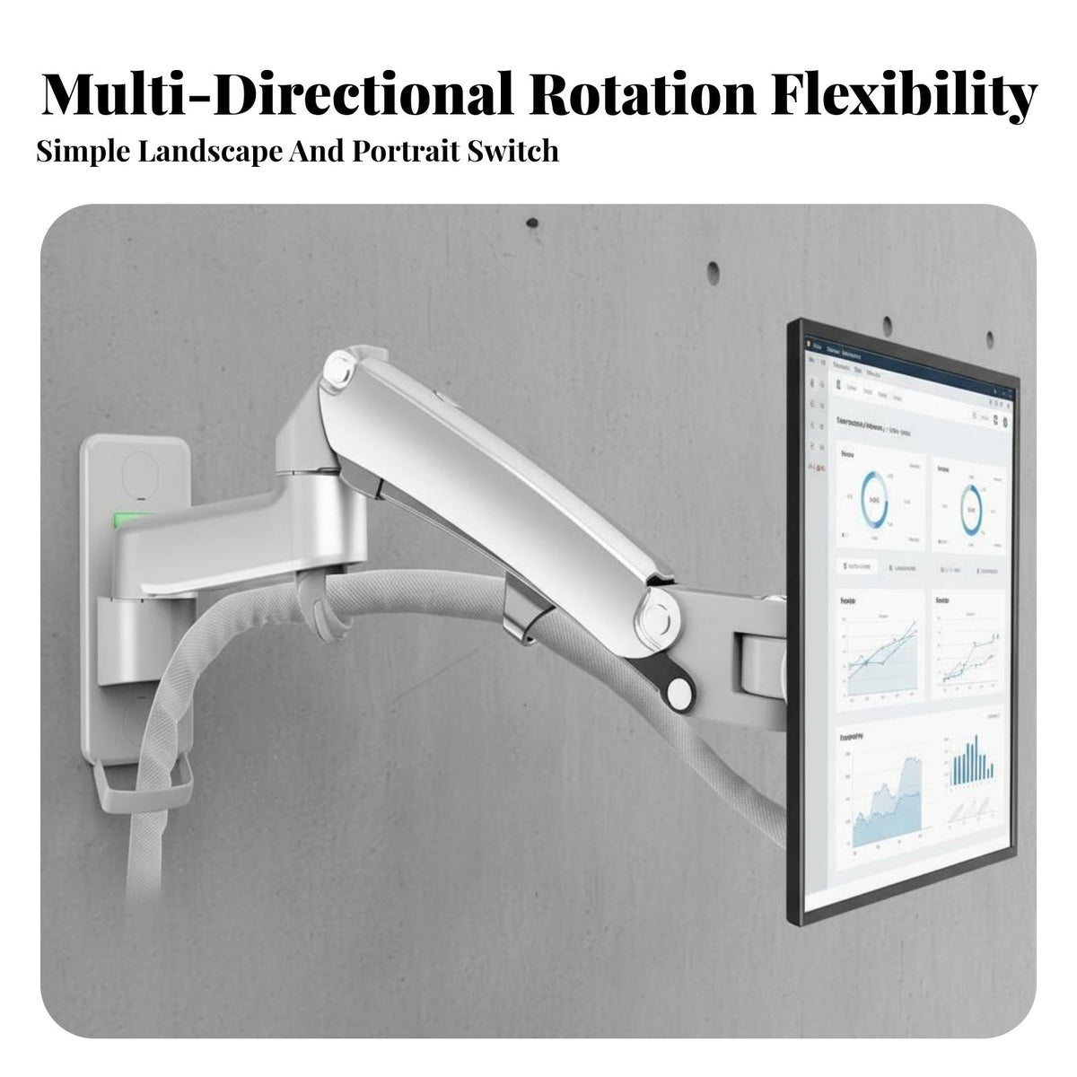 Counterbalance System Wall Mount Monitor Arm Space Saving Gas Hydraulic Monitor Bracket Ergonomic Design Full Motion Wall Bracket Heavy Duty for Office Workers, Gamers, Gaming Room