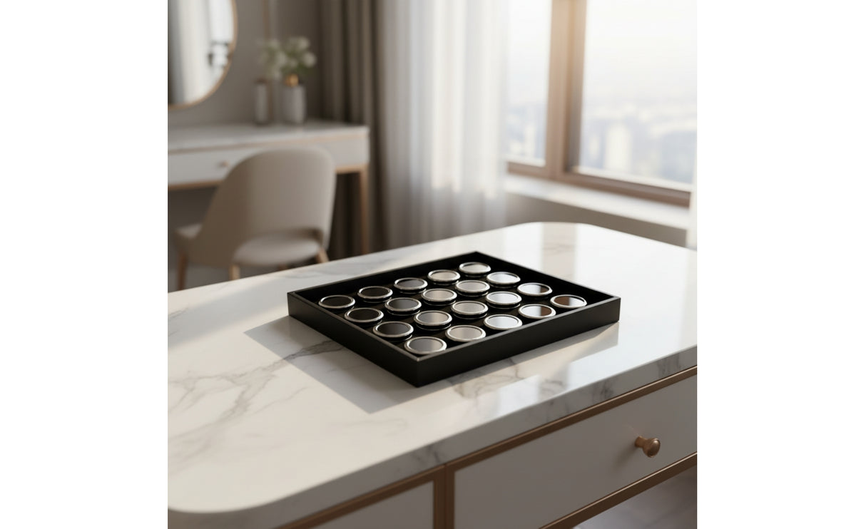 Jewelry Display Tray with Circular Holders Professional Gemstone Display Tray Multi-Compartment for Jewelers, Showroom, Workspace
