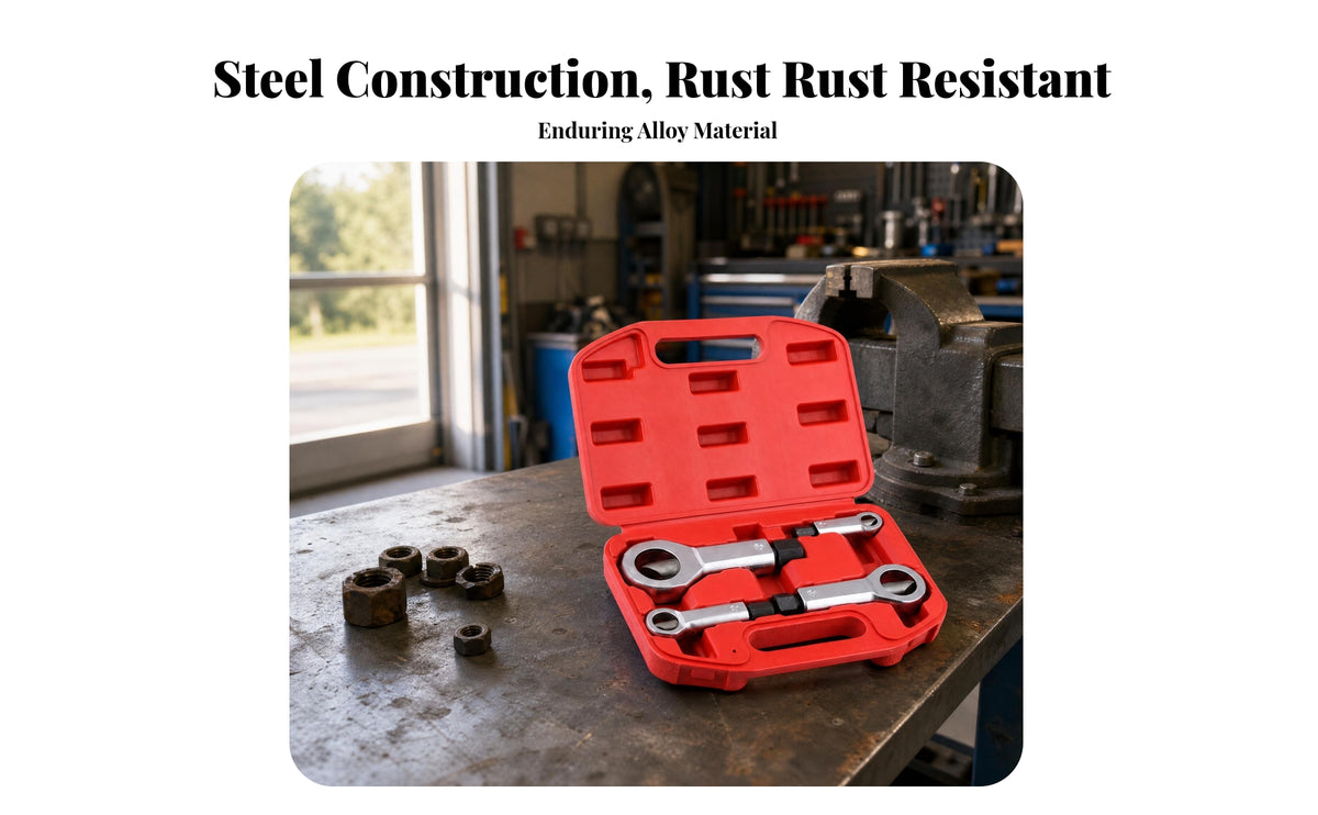 4 Pieces Metal Nut Splitter Set Red Case Rusted Nut Removal Tool Set Threaded Long Handle