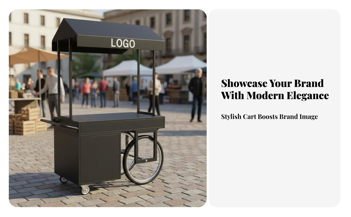Easy to Move Mobile Food Cart Sturdy Frame Market Stall Cart Sturdy Construction Mobile Vending Stall Versatile Use for Vendors, Caterers, Small Business Owners, Outdoor Markets, Festivals, School Events, Shopping Malls