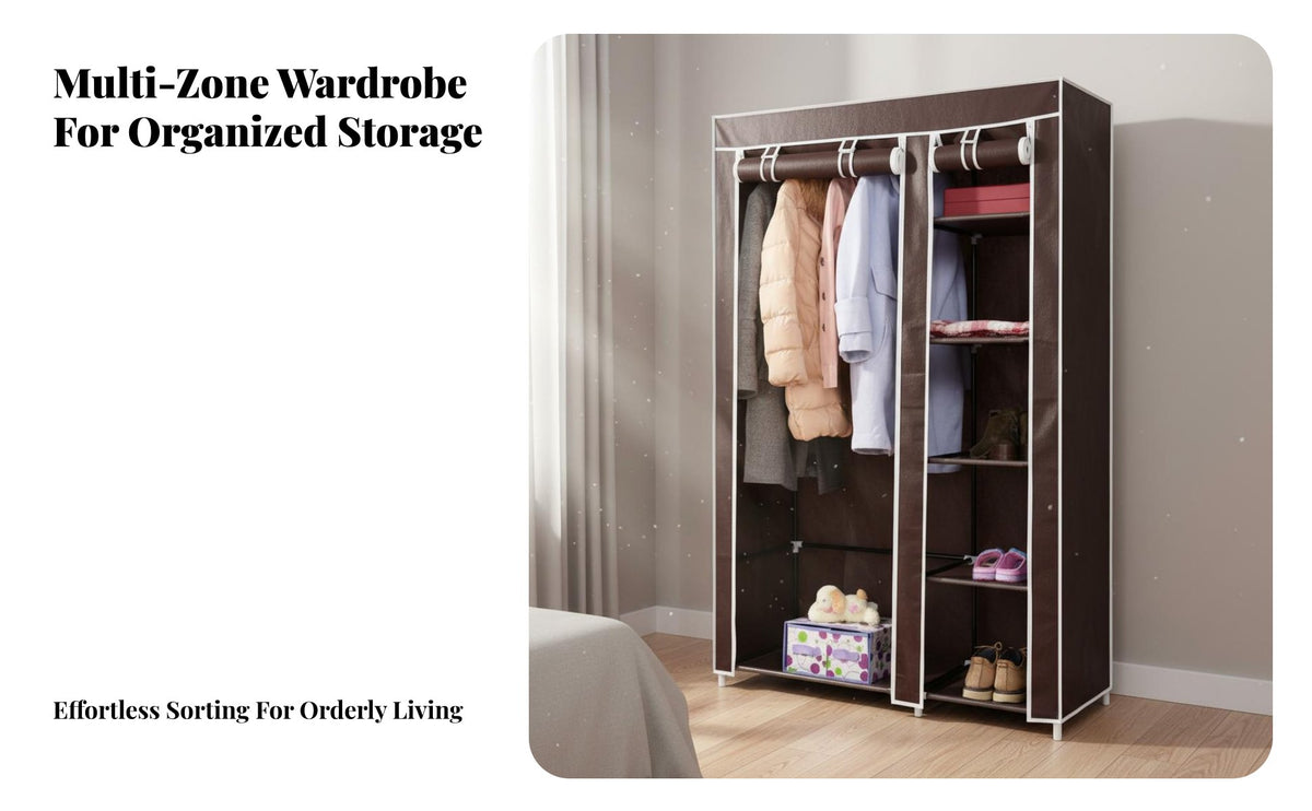 Foldable Non-Woven Wardrobe Dust-Proof Non-Woven Textile Wardrobe Dustproof Cover Freestanding Clothes Closet Easy Assembly for Students, Renters, Homeowners, Dorm Room, Apartment, Rental Home, Cloakroom