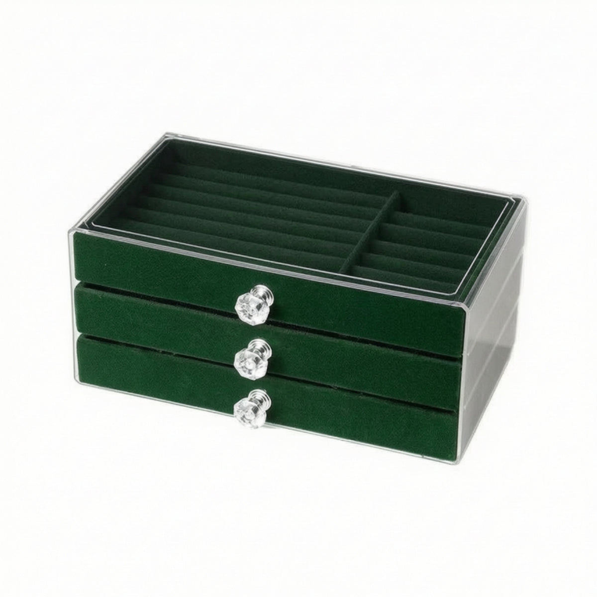 Three-Layer Flannel Jewelry Storage Box with Drawer