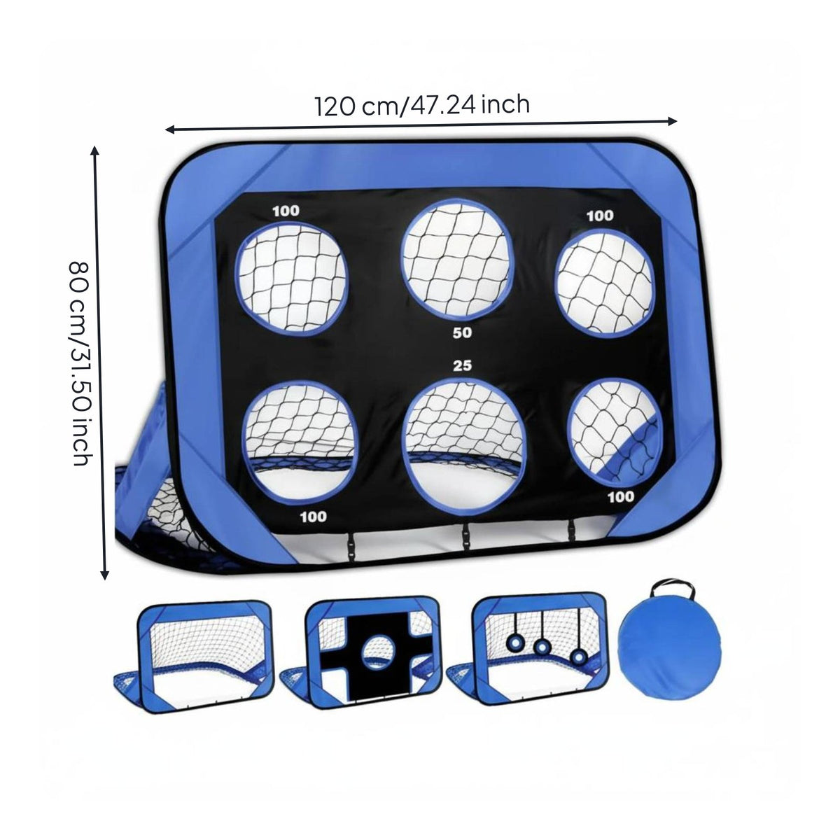 Four-Way Kids Soccer Goal Versatile Portable Soccer Training Net Easy Setup for Beginners, Park