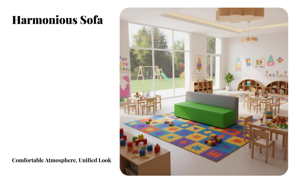 Soft and Comfortable Upholstered Block Seating Easy to Clean Waiting Area Bench personalizedizable Layout configurable Sofa Wear-Resistant for Children, Parents, Students, Kindergarten, Early Education Center, Lobby