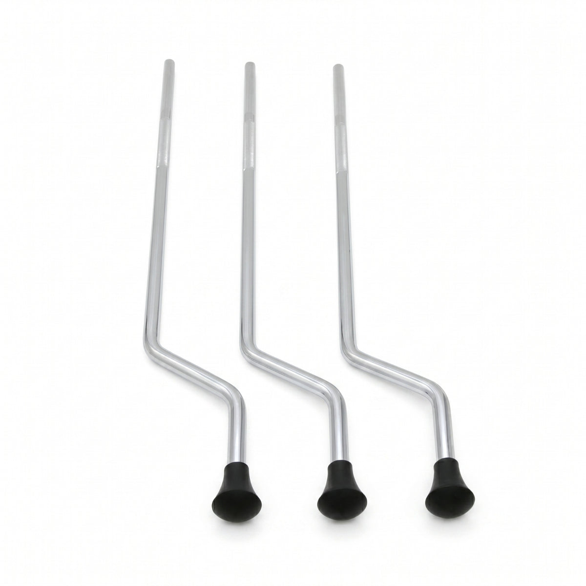 3 Pieces Chrome-Plated Drum Leg with Rubber Foot Bent Floor Drum Leg Non-Slip Hardware Heavy-Duty for Drummers