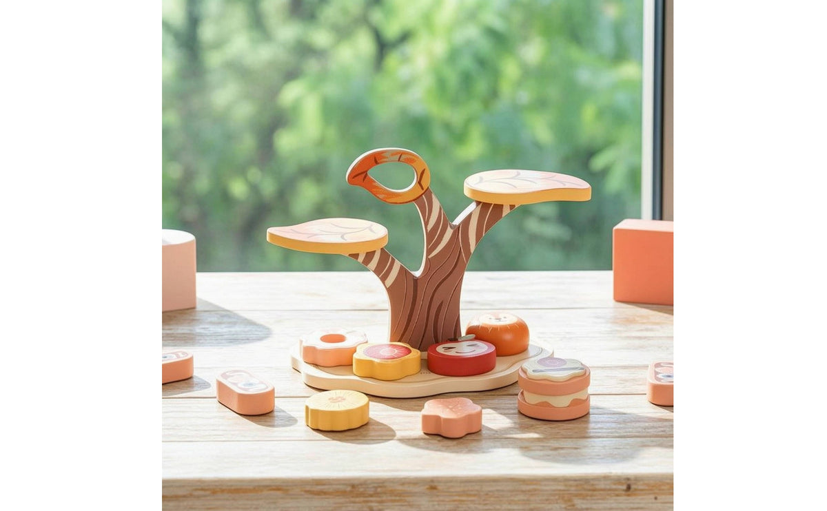 Toy Dessert Stand with Play Dessert Tree-Shaped Pretend Tea Set Tabletop Playset for Kids