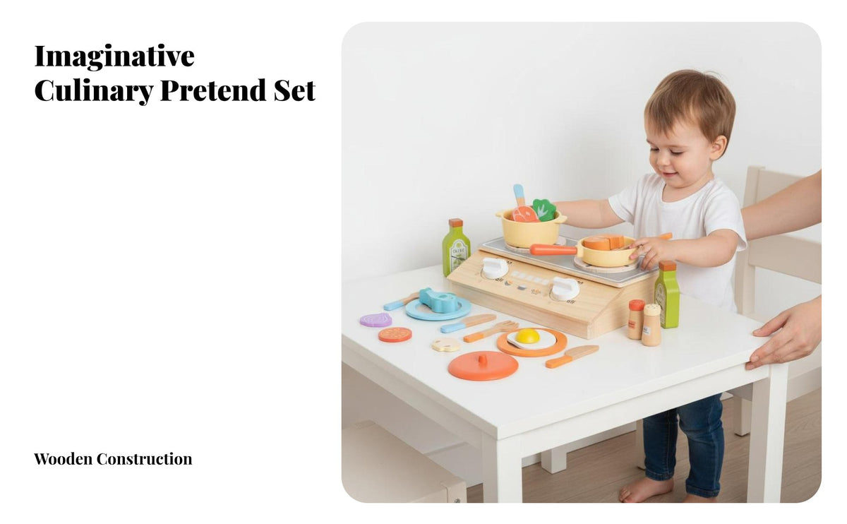 Imaginative Role Play Wooden Kitchen Toy Set Develops Fine Movement Skills Toy Cooking Set with Storage Box Realistic Accessories