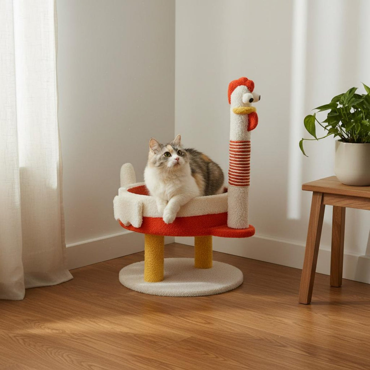 Wear-Resistant Cat Tree Space-Saving Vertical Cat Climber Natural Sisal Rope for Cats, Indoors, Living Room, Apartment