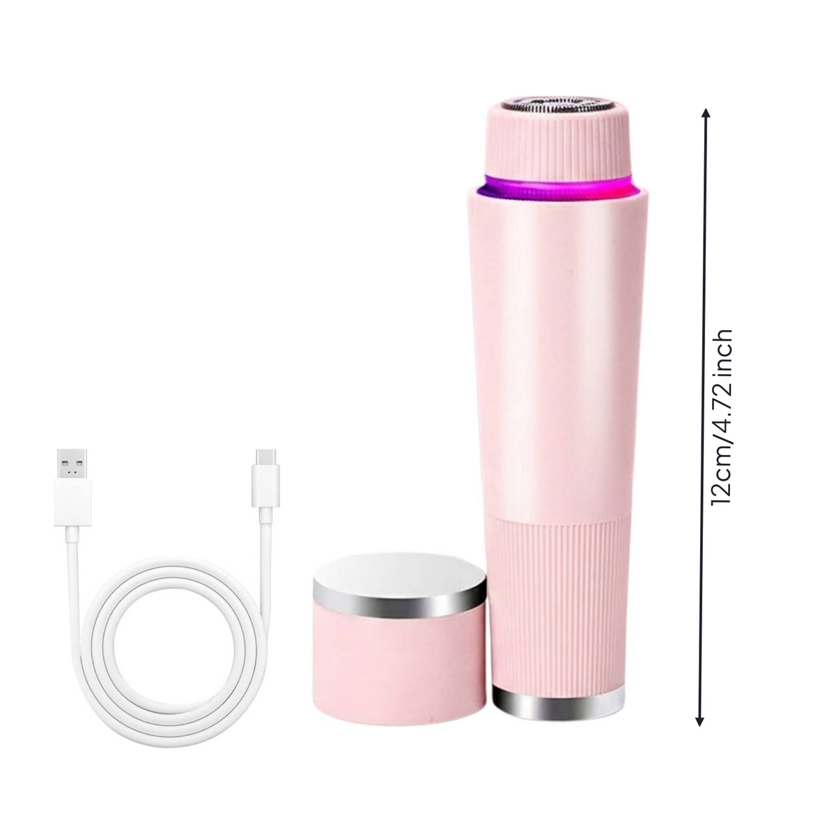 Portable Electric Hair Remover Handheld Body Hair Trimmer Rechargeable Shaver with Safety Cap Compact for Travel
