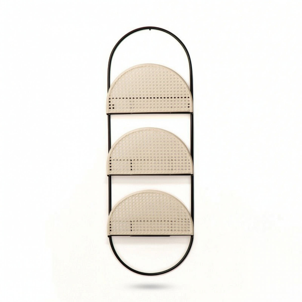 Magazine Rack with Cane Shelves Boho Wall-Mounted Magazine Rack Space-Saving