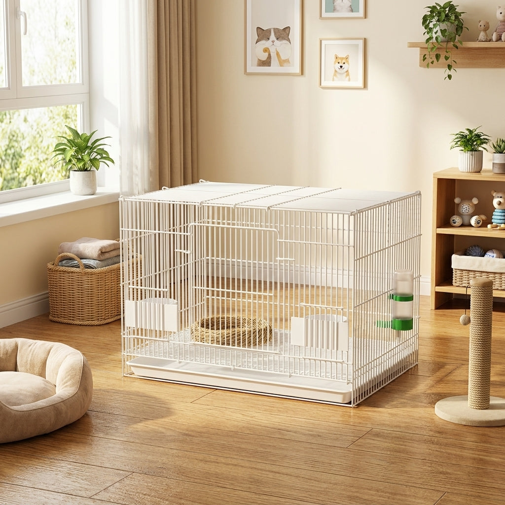 Foldable Chick Breeding Cage with Front Door, Iron Metal Wire Foldable Pet Enclosure, No Wheels Indoor Quail and Duckling Cage Storage Unit