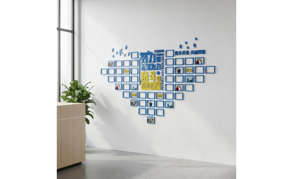 Office Display Decor Acrylic Photo Frame Wall Sticker for Companies, Meeting Room, Hallway