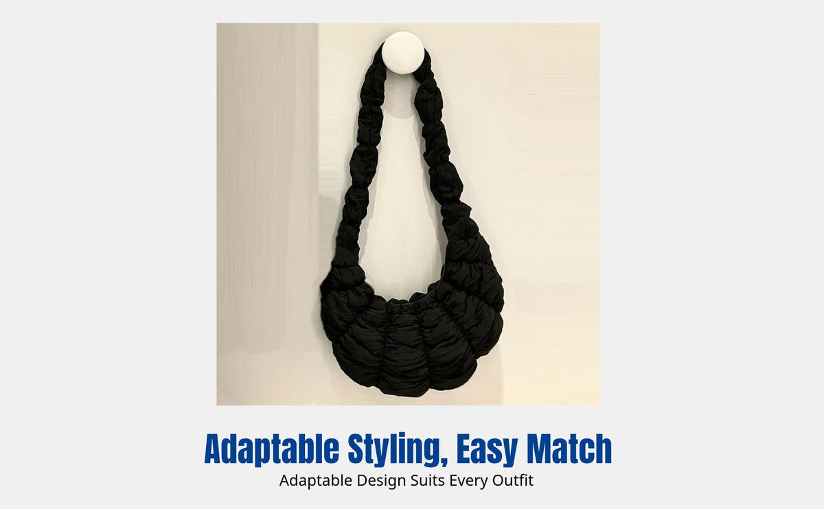 Airy Bag, Wrinkled Shoulder Bag, Large Capacity, Lightweight, Relaxed Dumpling Bag for Women