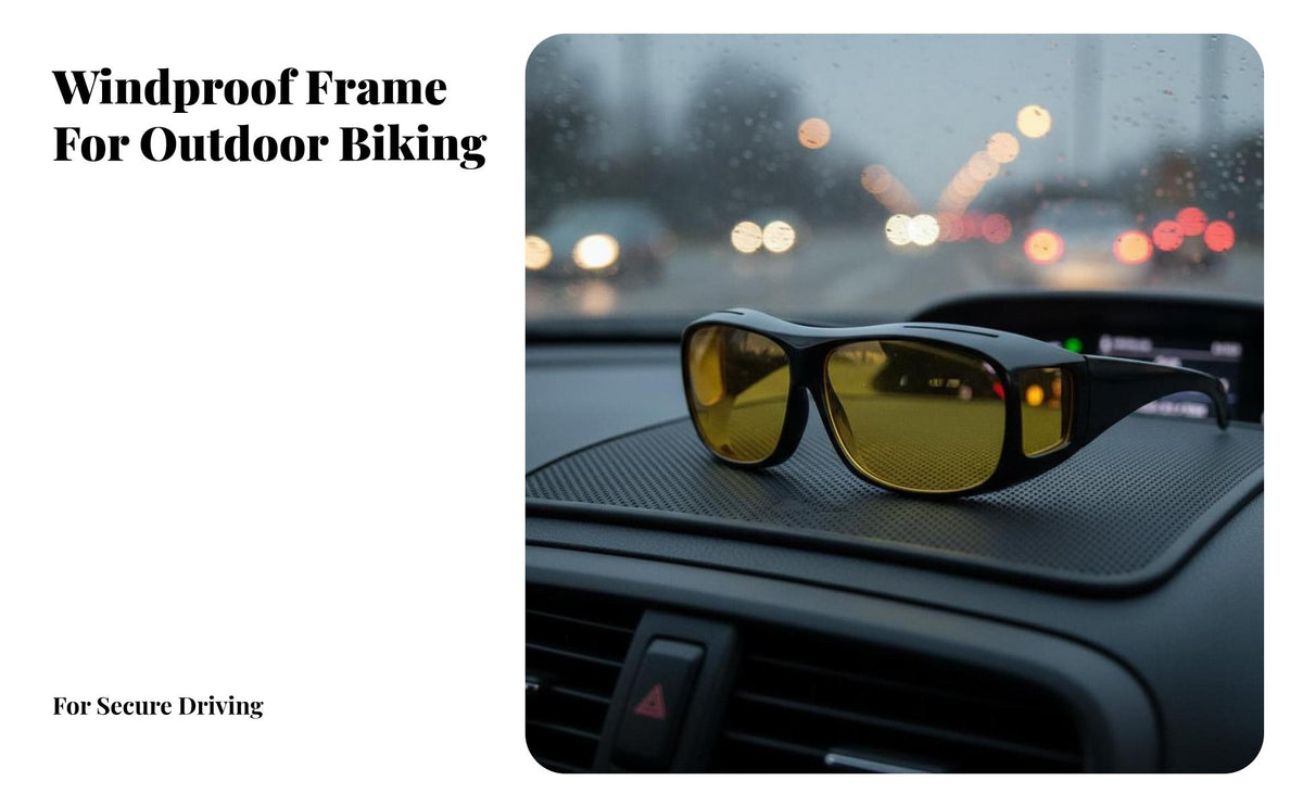 Driving Glasses Wind-Resistant Glare-Reducing Curved Glasses Protection Fit-over Sunglasses for Men, Cyclists, Biking, Traveling, Fishing