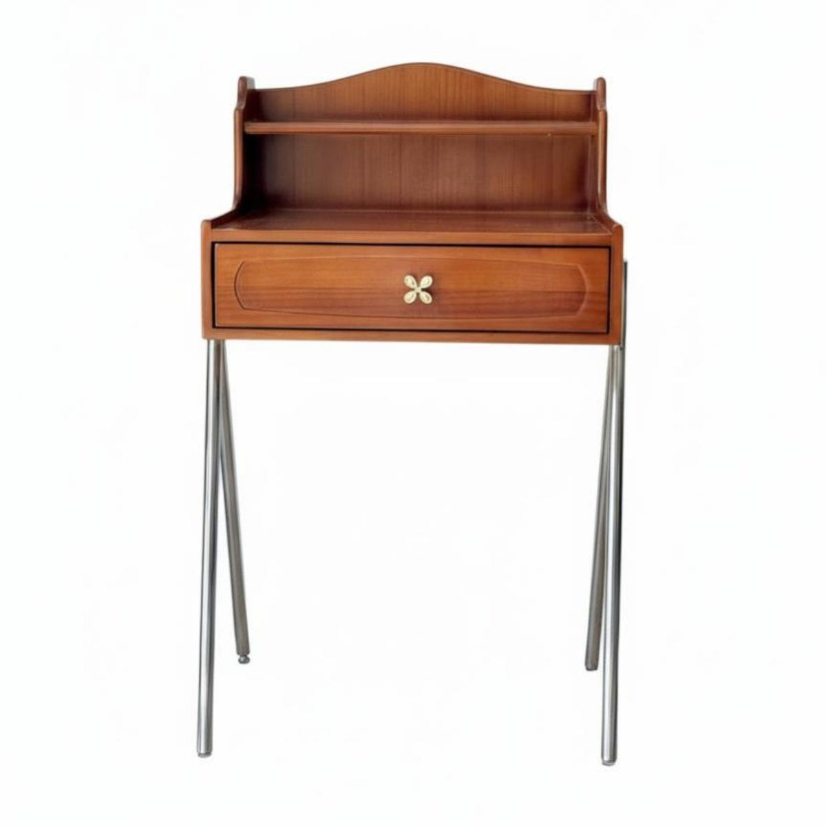 Vintage Design Vanity Table with Drawers Middle-Century Modern Wooden Console with Hutch Space-Saving Makeup Desk Compact Design for Small Apartment Dwellers, Women, Teen Girls, Dressing Room, Walk-in Closet