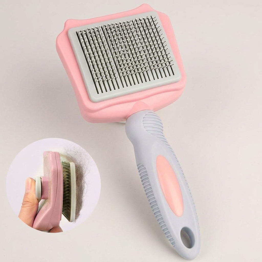 Cat Brush and Pet Hair Remover for Dog Grooming, Self-Cleaning Slicker Dog Brush with Button Release, Stainless Steel Cat Grooming Brush, Tool
