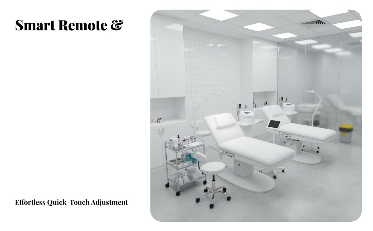 Handheld Controller Control Electric Beauty Bed Heavy-Duty Steel Frame Actuator Ized Facial Bed Ergonomic Design Adjustable Massage Table Skin-Friendly Upholstery for Lash Technicians, Estheticians, Medical Aestheticians, Medical Facility